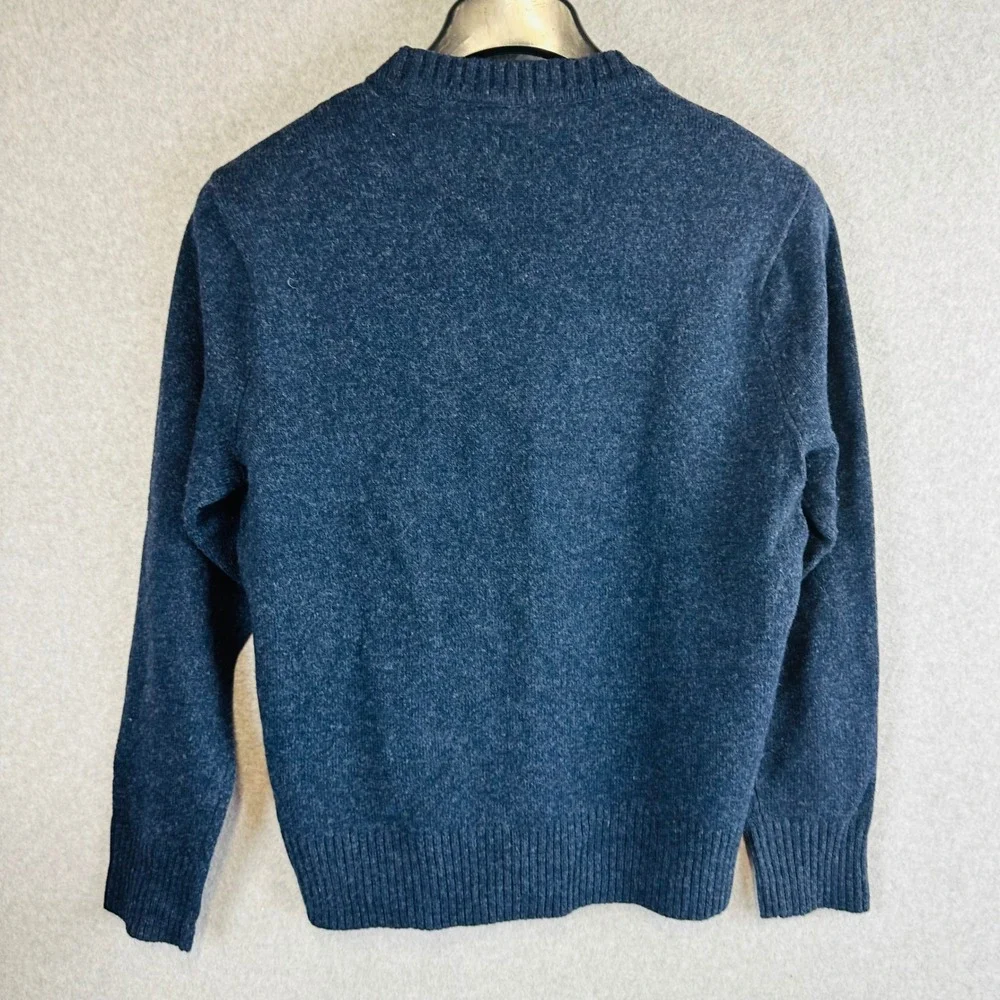 J. Crew Mens Medium Sweater Rugged Merino Blue Wool Blend Long Sleeve